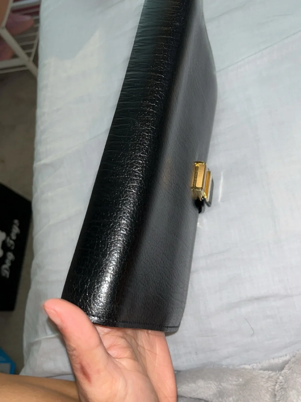 Bally Black Leather Clutch with Gold Hardware